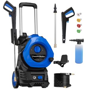 Electric Pressure Washer 4000Psi Max Pressure 2.6GPM Power Washer with 25 Ft Hose,4 Quick Connect Nozzles, Soap Tank Car Wash Machine/Car/Driveway/Patio/Pool Clean, Blue