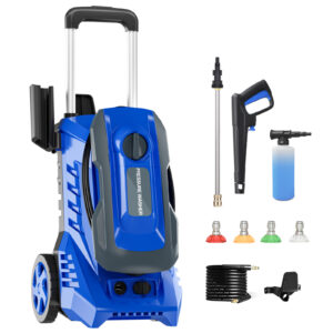 Pressure Washer with 25FT Hose, 5 Quick Connect Nozzle and 16.9 Oz Soap Tank Blue