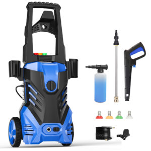Electric Pressure Washer - 4500PSI Max 3.5 GPM Power Washer with Smart Control and 4 Levels of Adjustment, 4 Nozzles, Foam Cannon and Spray Gun for Effortlessly Cleaning Cars, Fences, Gardens