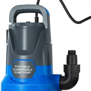 HONGDONG 1HP 3500 GPH Sump Pump Submersible Utility Water Pump Portable Transfer Electric Water Sump Pumps with 8 Accessories for Swimming Pool Draining Garden Spa Hot Tub Pond Flood Basement Yard