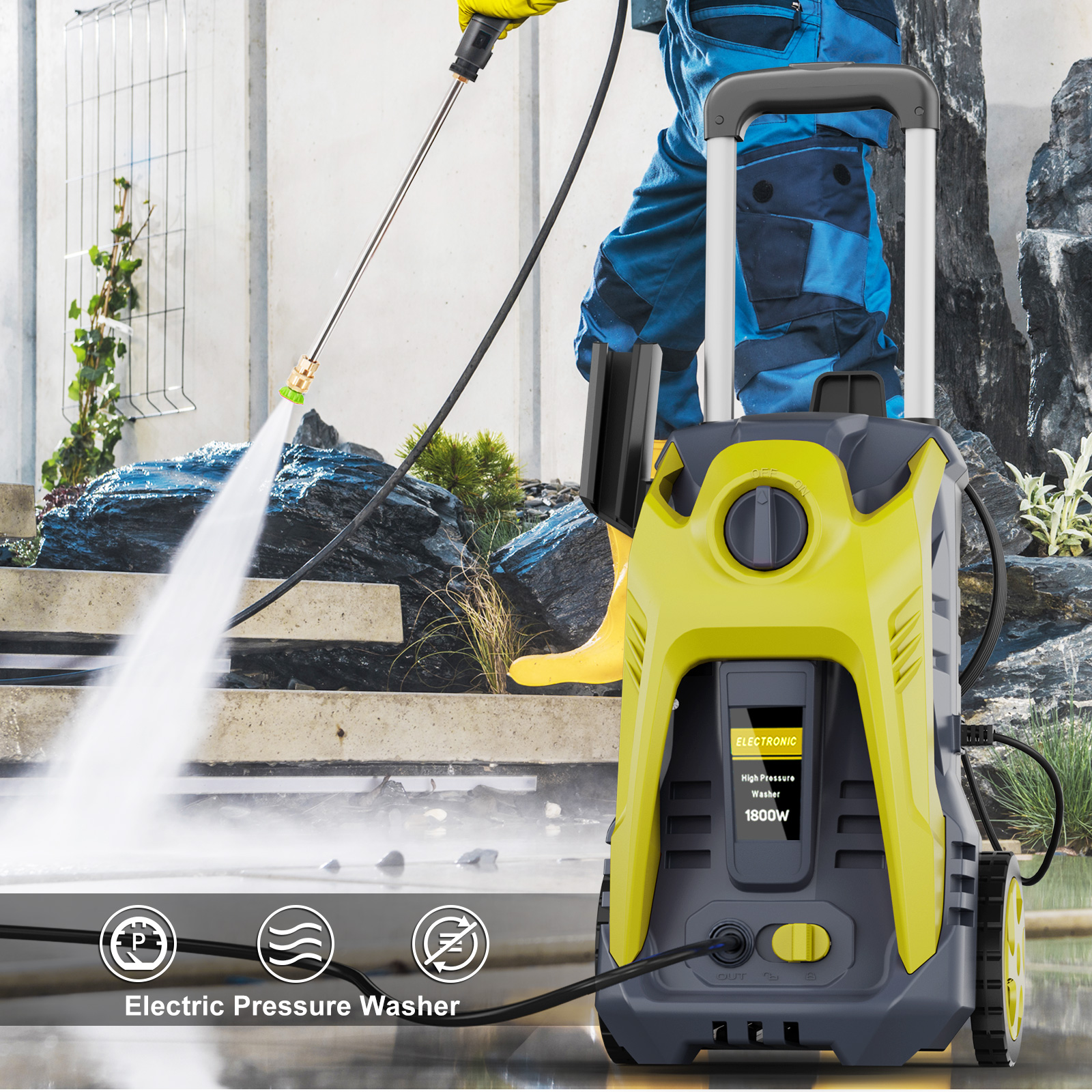 Electric Pressure Washer 4000PSI Max 2.6 GPM Electric Power Washer with 25 Foot Hose, 16.4 Foot Power Cord, Soap Tank Car Wash Machine Blue Ideal Cleaning for Garden - Image 7