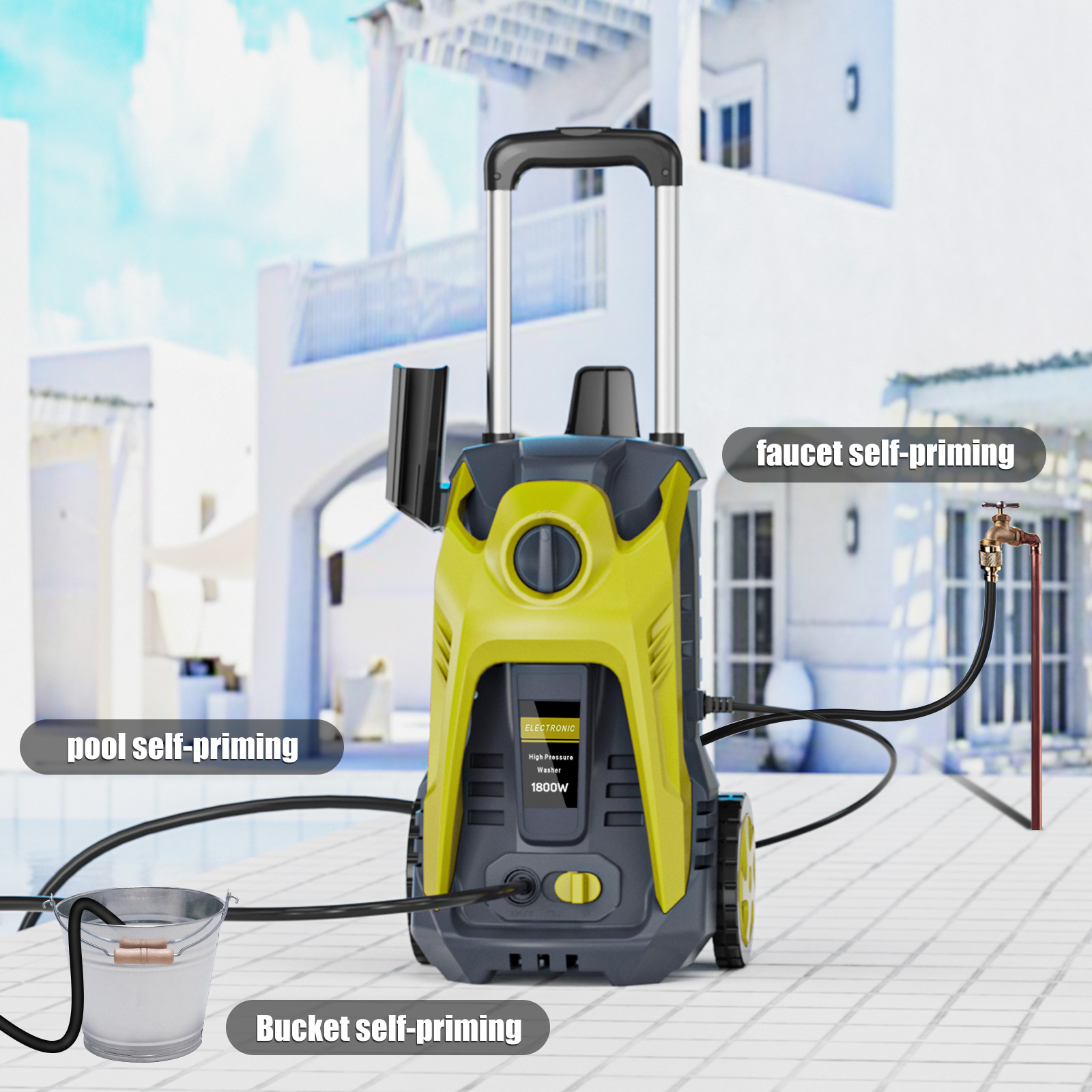 Electric Pressure Washer 4000PSI Max 2.6 GPM Electric Power Washer with 25 Foot Hose, 16.4 Foot Power Cord, Soap Tank Car Wash Machine Blue Ideal Cleaning for Garden - Image 3