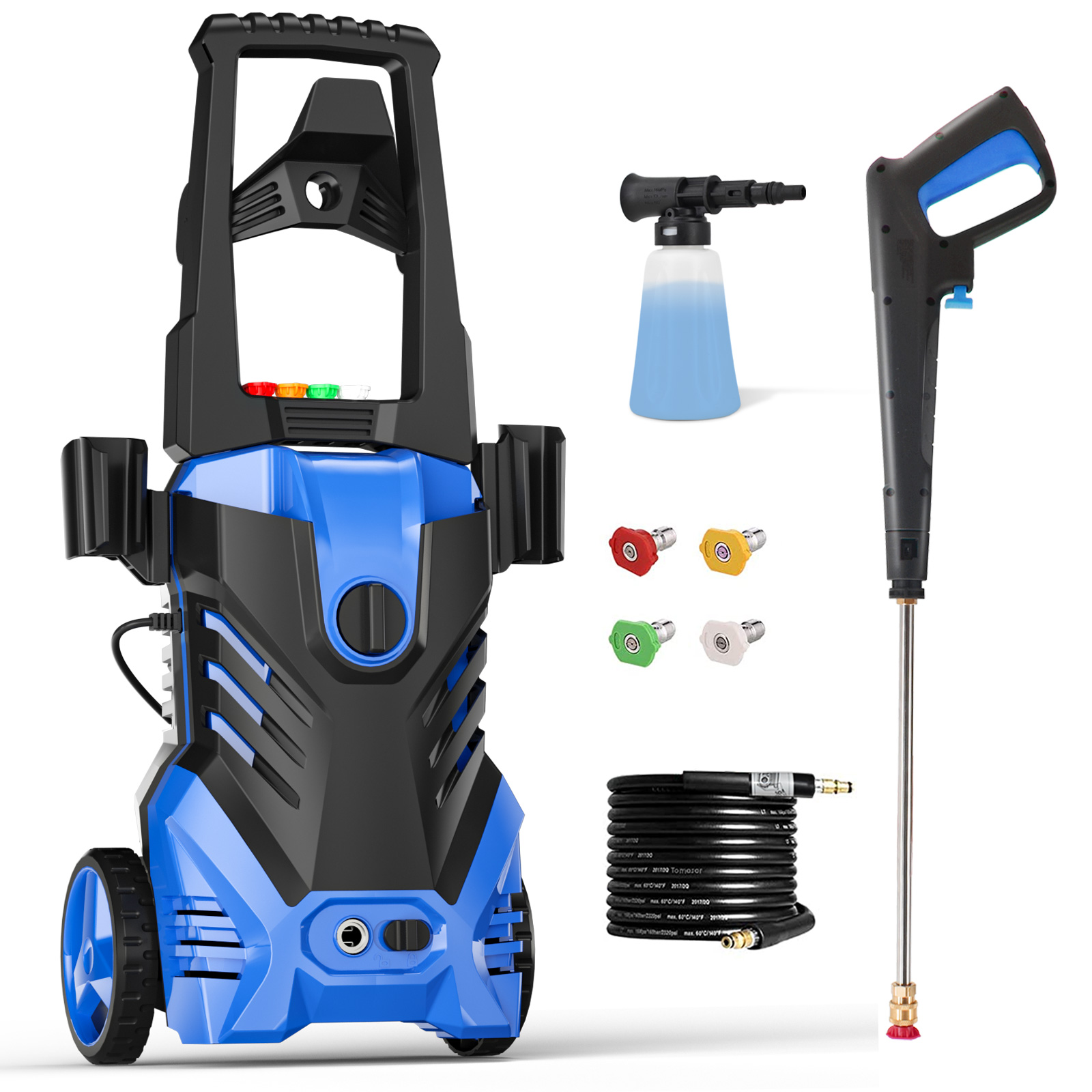 Electric Pressure Washer - 4000PSI Max 3.2 GPM Power Washer with Smart Control and 3 Levels of Adjustment, 4 Nozzles, Foam Cannon and Spray Gun for Effortlessly Cleaning Cars, Fences, Gardens