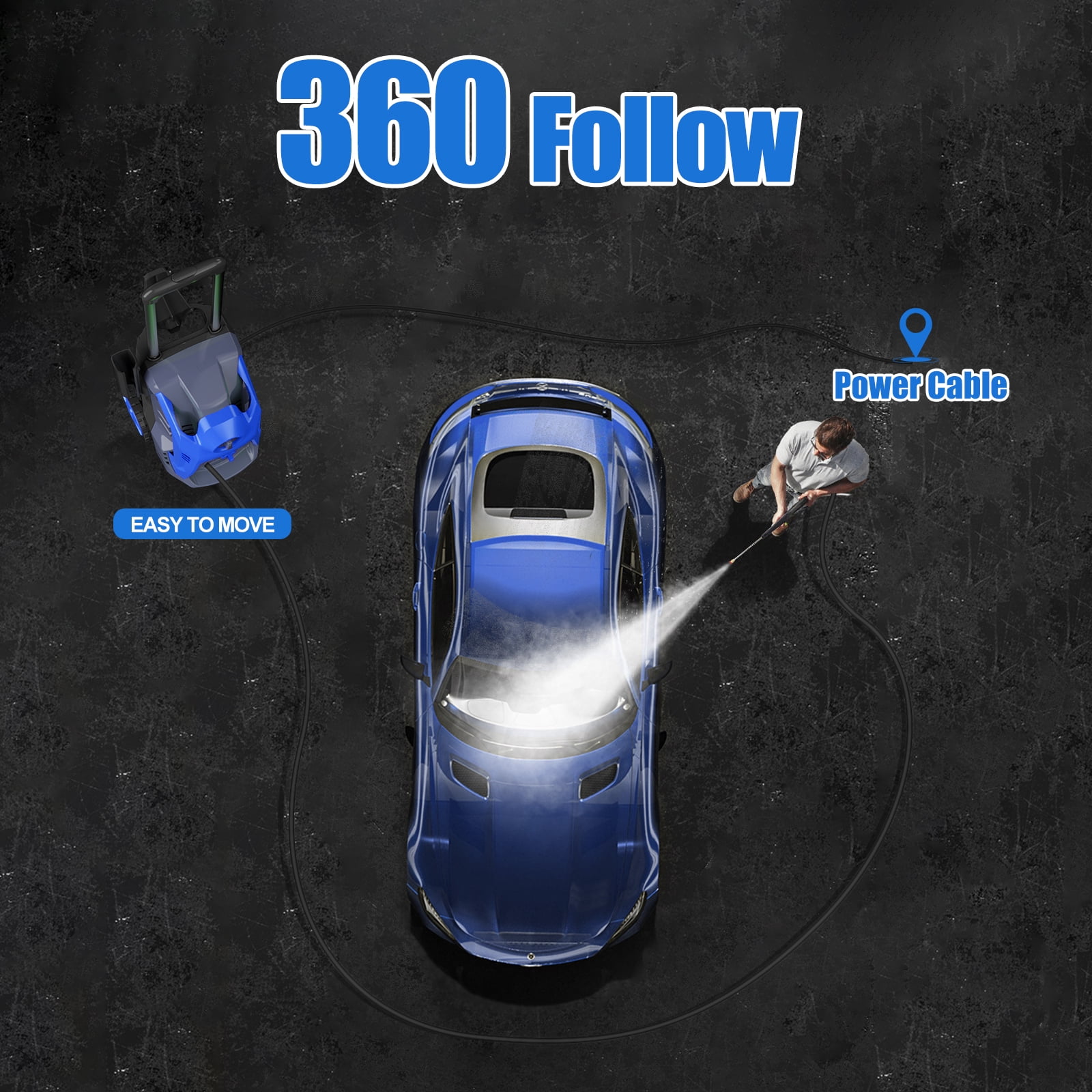 Electric Pressure Washer 3500 Psi Max 2.5 GPM Power Washer with 25 Ft Hose, Nozzle, Soap Tank Car Wash Car/Patio/Pool Clean, Blue - Image 4
