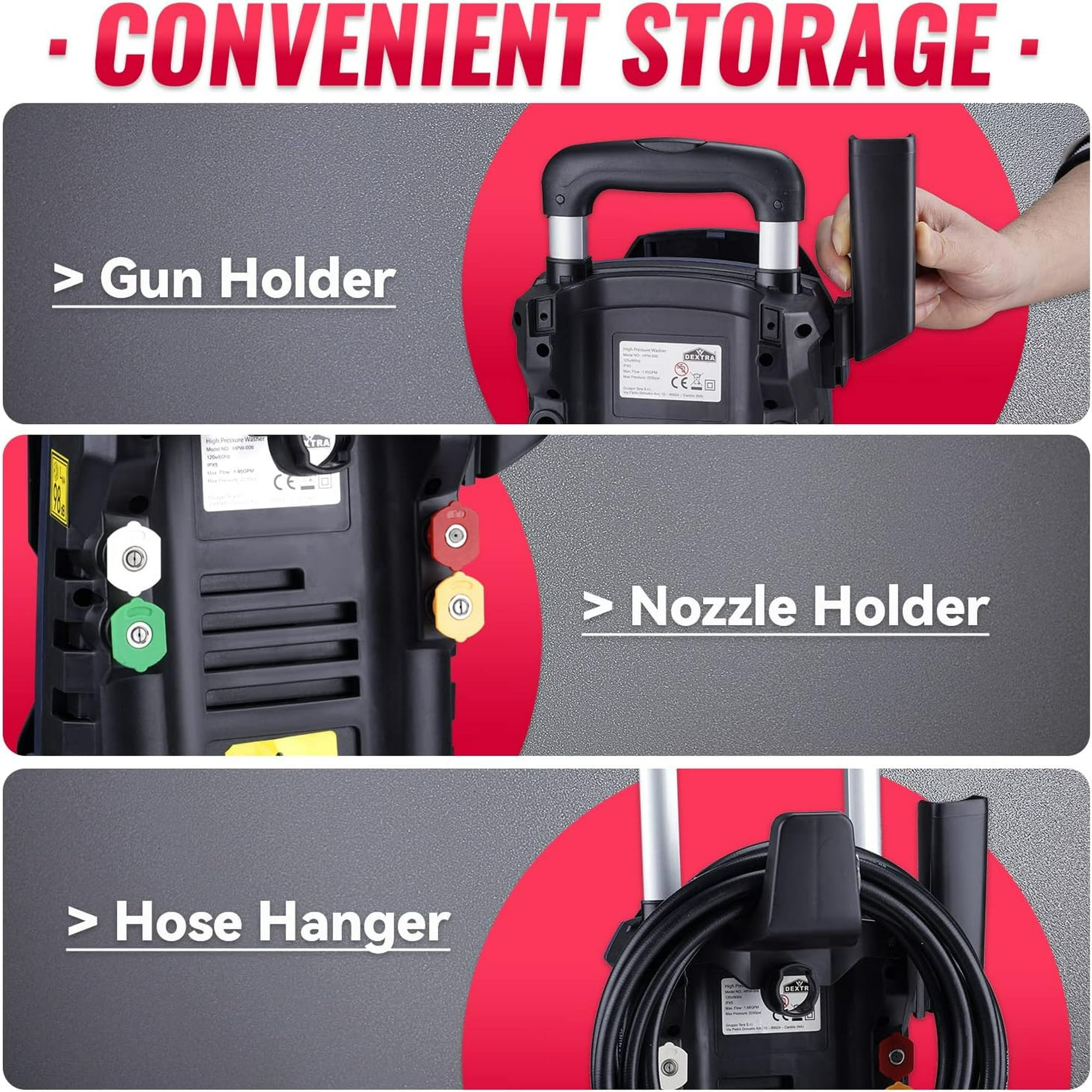 Electric Pressure Washer 2900 PSI, Max. 1.8 GPM Power Washer 25 ft Hose, 4 Quick Connect Nozzles, Foam Cannon, Clean Patios, Cars, Fences, Driveways - Image 2