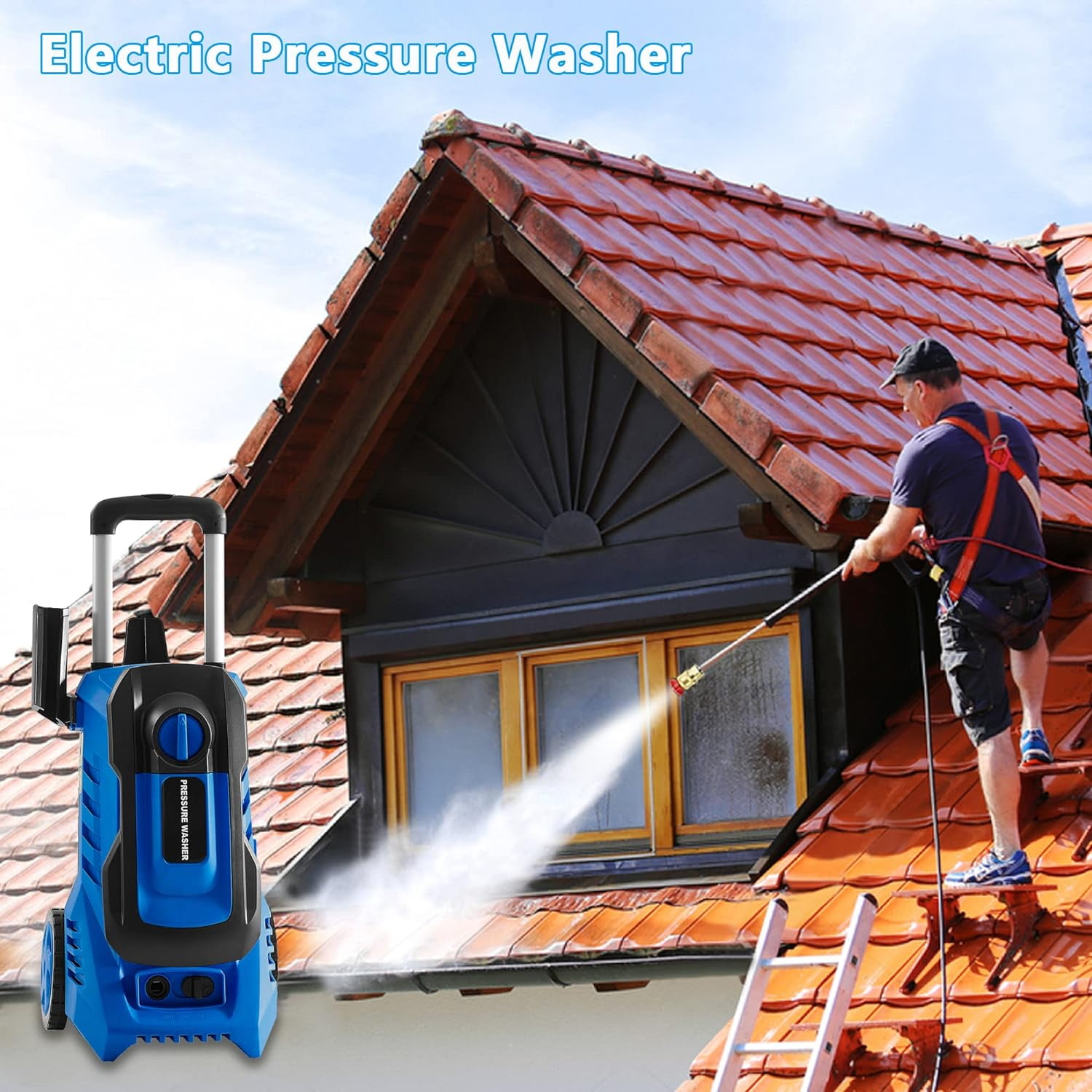 Electric Pressure Washer 4200 PSI, Max. 2.8 GPM Power Washer 25 ft Hose, 4 Quick Connect Nozzles, Foam Cannon, Clean Patios, Cars, Fences, Driveways - Image 2