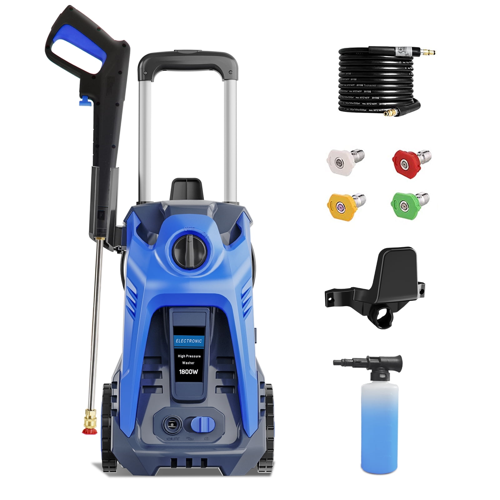 Electric Pressure Washer with 25 FT Hose, 16.4 FT Power Cord, Soap Tank Car Wash Machine Blue Ideal Cleaning for Patio 3600 PSI 2.5 GPM Blue