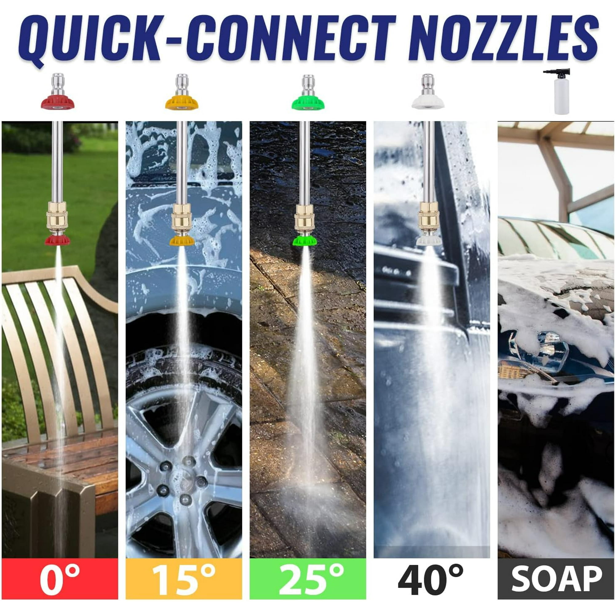 Electric Pressure Washer 2900 PSI, Max. 1.8 GPM Power Washer 25 ft Hose, 4 Quick Connect Nozzles, Foam Cannon, Clean Patios, Cars, Fences, Driveways - Image 5